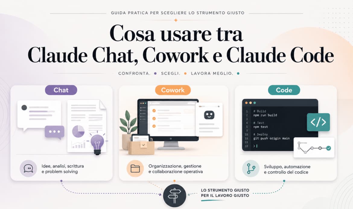 Cosa usare tra Claude Chat, Cowork e Claude Code