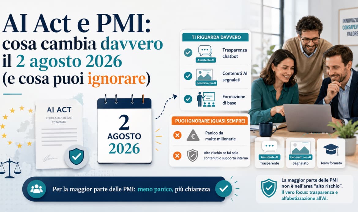 AI Act e PMI: cosa cambia davvero il 2 agosto 2026 (e cosa puoi ignorare)
