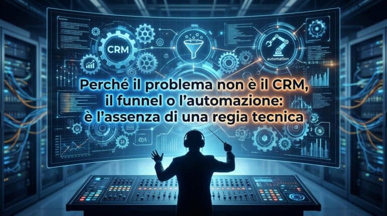 Perché il problema non è il CRM, il funnel o l’automazione: è l’assenza di una regia tecnica