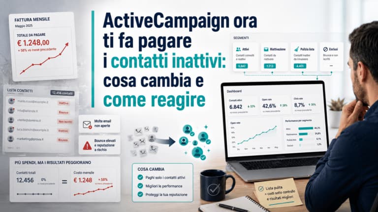 ActiveCampaign ora ti fa pagare i contatti inattivi: cosa cambia e come reagire