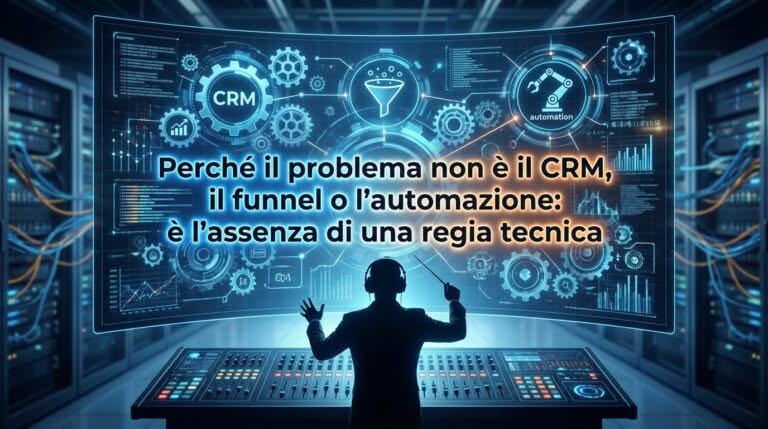 Perché il problema non è il CRM, il funnel o l’automazione: è l’assenza di una regia tecnica