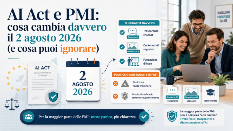 AI Act e PMI: cosa cambia davvero il 2 agosto 2026 (e cosa puoi ignorare)