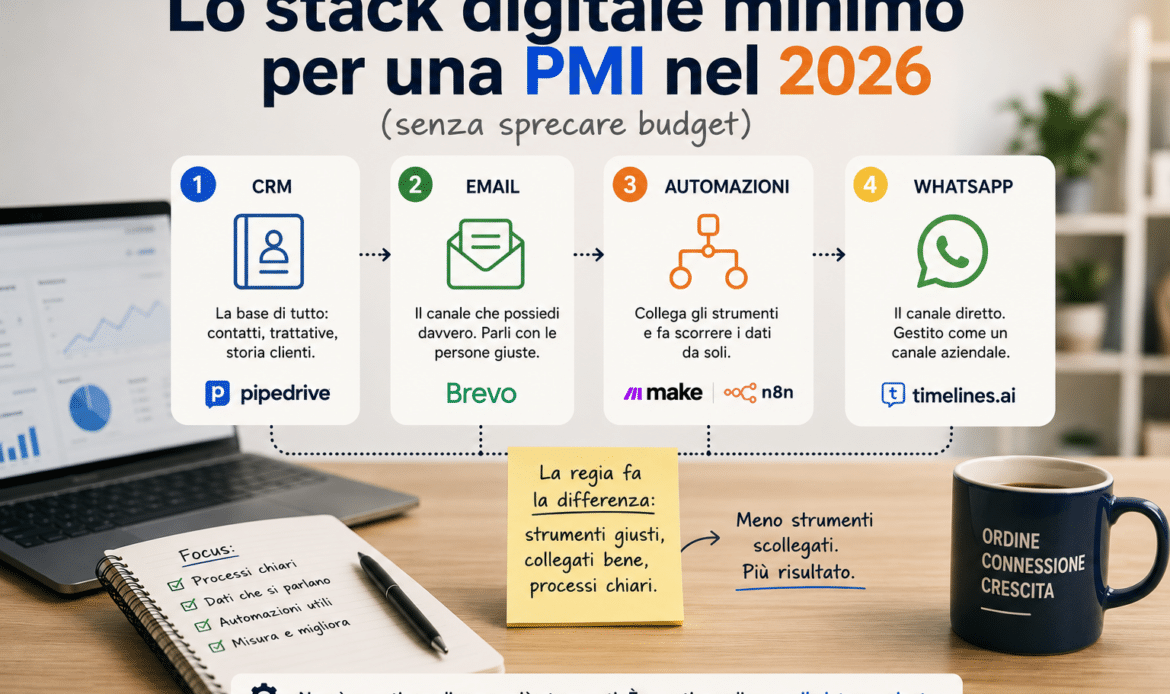 Lo stack digitale minimo per una PMI nel 2026 (senza sprecare budget)
