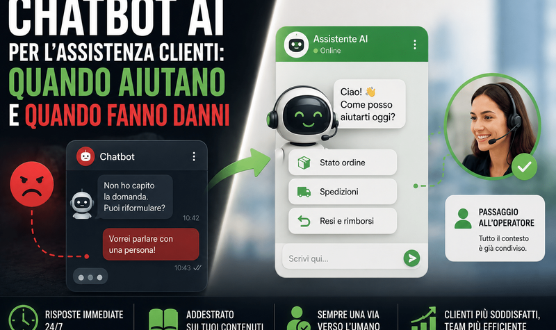 Chatbot AI per l'assistenza clienti: quando aiutano e quando fanno danni